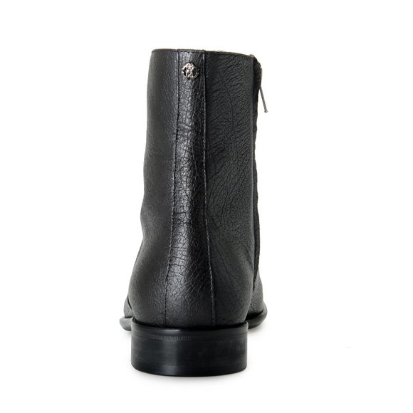 Roberto Cavalli Men\'s Off Black Textured Leather Ankle Boots Shoes main image 5